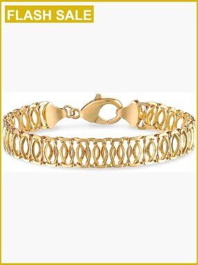 18K Gold Plated Mesh Bracelet 7.5 Inches Lobster Claw Clasp Fine Jewelry